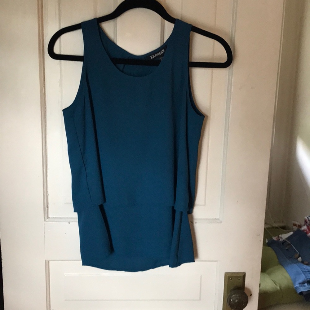 Express, open back teal shirt